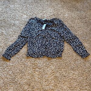 American Eagle Outfitters Navy Floral Blouse